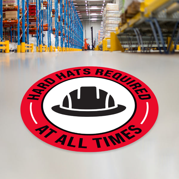 Hard Hats Required At All Times Floor Decal