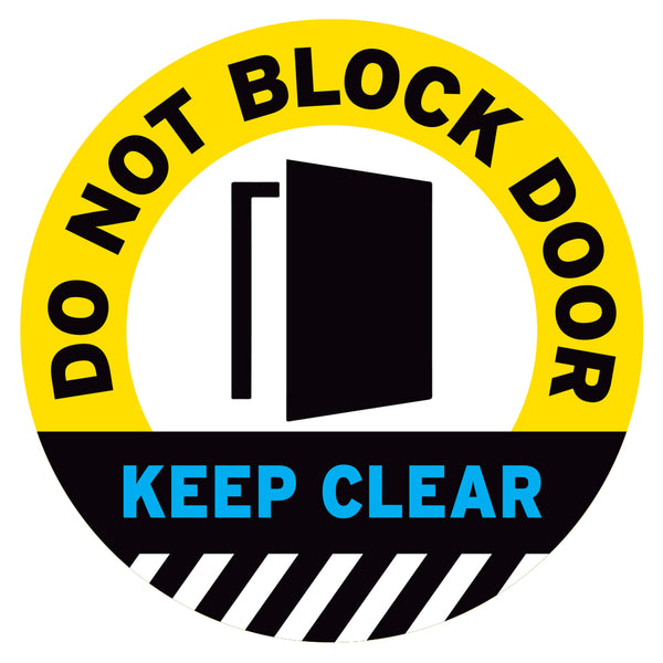 Yellow Do Not Block Door Keep Clear Floor Decal