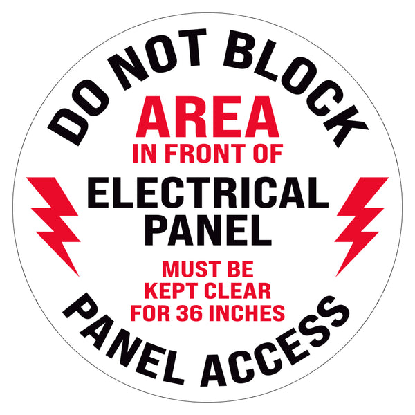 Do Not Block Area In Front of Electrical Panel Floor Decal
