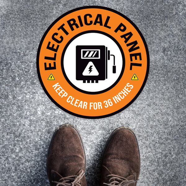 Orange Electrical Panel Keep Clear 36 Inches Floor Decal