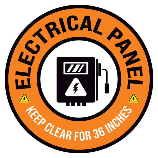 Orange Electrical Panel Keep Clear 36 Inches Floor Decal